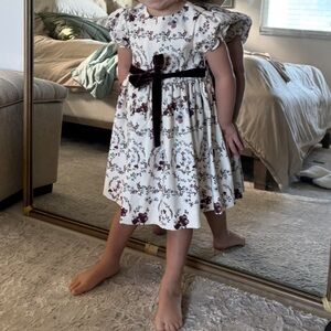 ANTONIO MELANI Floral Kids Dress with wine colored velvet bow 3T